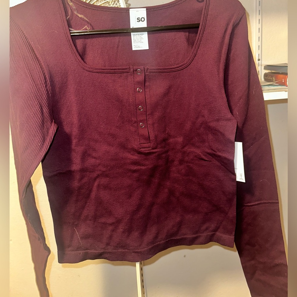 Auburn color button up long sleeve shirt
